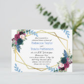 Floral Blooms Mod Blue - 3x5 リハーサル Dinner 招待状 (スタンド正面)