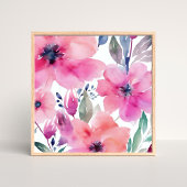 Floral Blossoms | Watercolor Pink Flowers Painted ポスター