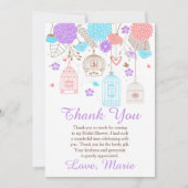 Floral Blue and Purple Bridal Shower サンキューカード (正面)