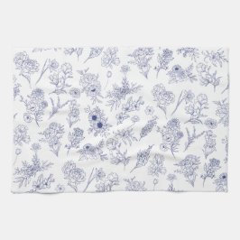 Floral Blue and White Classical Tea Towel キッチンタオル