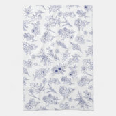 Floral Blue and White Classical Tea Towel キッチンタオル (縦)