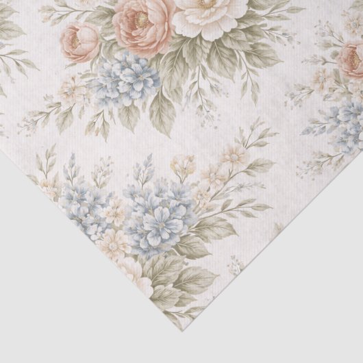Floral Blue Blush Garden Bouquet Pattern 薄葉紙 (詳細)
