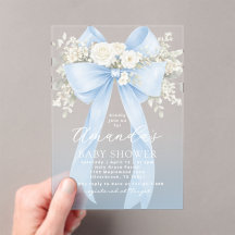 Floral Blue Bow Baby Boy Shower