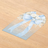 Floral Blue Bow Baby in Bloom Boy Baby Shower アクリル招待状 (レイダウン)
