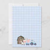 Floral Blue Boys Barn Tractor Farm Birthday 招待状 (裏面)