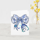 Floral Blue Coquette Bow Nurse Stethoscope Medical カード (黄色い花)