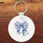 Floral Blue Coquette Bow Nurse Stethoscope Medical キーホルダー (正面)