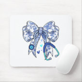 Floral Blue Coquette Bow Nurse Stethoscope Medical マウスパッド (マウス)