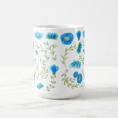 Floral blue folk art pattern コーヒーマグカップ (中央)