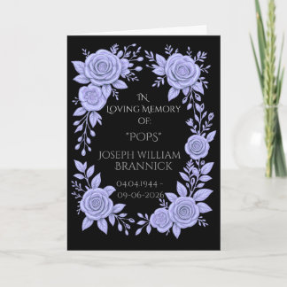 FLORAL BLUE. IN LOVING MEMORY KEEPSAKE, CARD カード