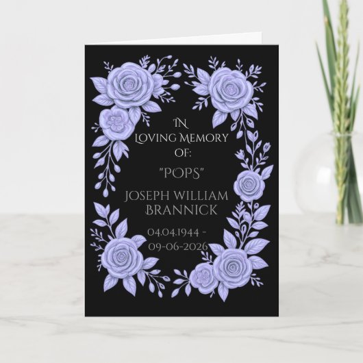 FLORAL BLUE. IN LOVING MEMORY KEEPSAKE, CARD カード (正面)
