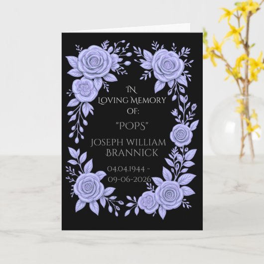 FLORAL BLUE. IN LOVING MEMORY KEEPSAKE, CARD カード (黄色い花)