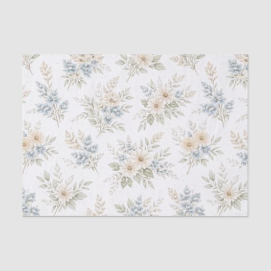 Floral Blue Ivory Meadow Pattern 薄葉紙 (正面)