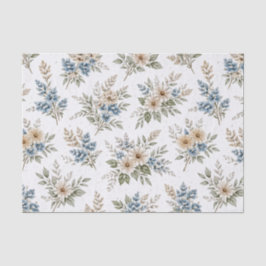Floral Blue Ivory Meadow Pattern 薄葉紙