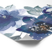 Floral Blue Quinceanera Welcome Sign ポスター (角)