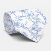Floral blue toile ネクタイ (ロール)