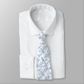 Floral blue toile de jouy neck tie ネクタイ (タイ)