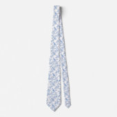 Floral blue toile de jouy neck tie ネクタイ (正面)