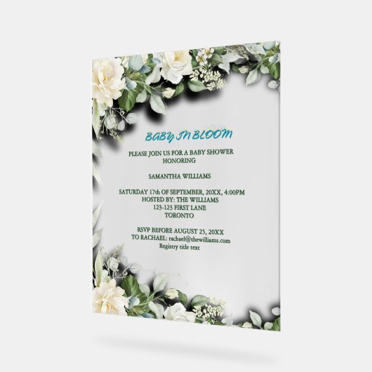 Floral Blue Watercolor Theme アクリルサイン (傾斜)