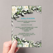 Floral Blue Watercolor Theme アクリル招待状 (インサイチュ (ポータブル))