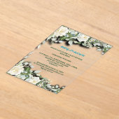 Floral Blue Watercolor Theme アクリル招待状 (レイダウン)