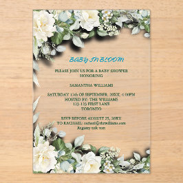 Floral Blue Watercolor Theme アクリル招待状