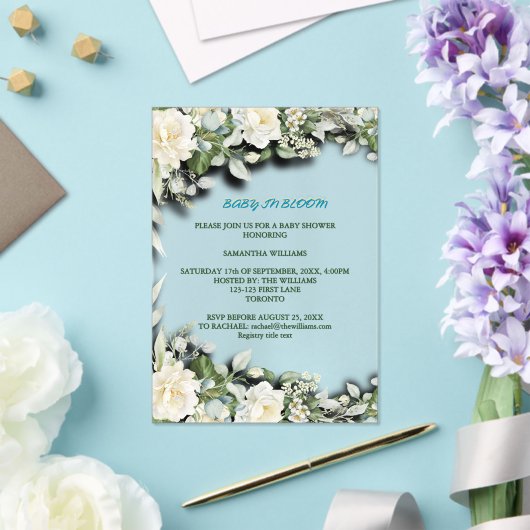 Floral Blue Watercolor Theme アクリル招待状 (インサイチュ (ウェディング))