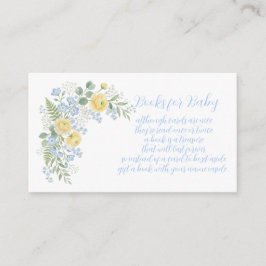Floral Blue Yellow Baby Shower  エンクロージャーカード