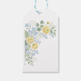 Floral Blue Yellow Baby Shower ギフトタグ