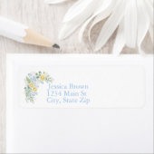 Floral Blue Yellow Baby Shower  ラベル (インサイチュ)