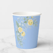 Floral Blue Yellow Baby Shower 紙コップ (裏面)