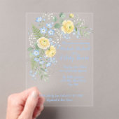 Floral Blue Yellow Baby Shower Invitation アクリル招待状 (インサイチュ (ポータブル))