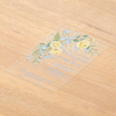 Floral Blue Yellow Baby Shower Invitation アクリル招待状 (レイダウン)