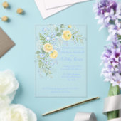Floral Blue Yellow Baby Shower Invitation アクリル招待状 (インサイチュ (ウェディング))