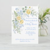 Floral Blue Yellow Baby Shower Invitation 招待状 (スタンド正面)