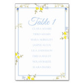 Floral Blue & Yellow Wedding Seating Chart Card テーブルナンバー (正面)
