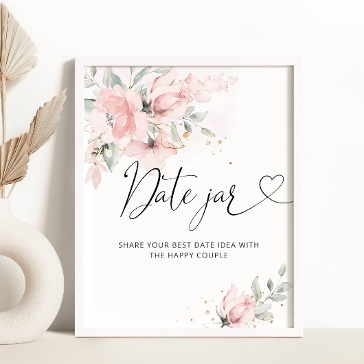 Floral blush date night ideas. Date jar bridal Pos ポスター