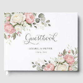 Floral Blush Pink Greenery Wedding Guestbook ゲストブック