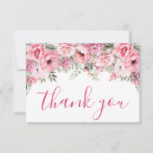Floral Blush Pink Quinceañera サンキューカード (正面)