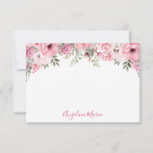 Floral Blush Pink Quinceañera サンキューカード (裏面)