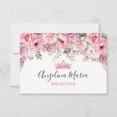 Floral Blush Pink Quinceanera RSVP Card (裏面)