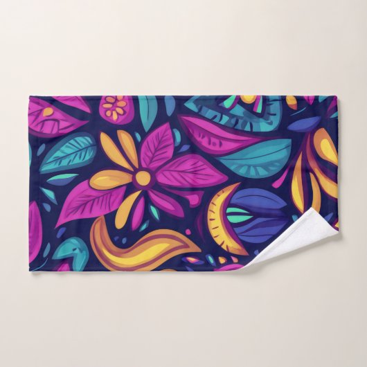 Floral Boho Abstract colorful 1 バスタオルセット (ハンドタオル)