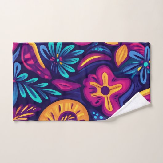 Floral Boho Abstract colorful 4 バスタオルセット (ハンドタオル)