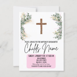 Floral Boho Baptism Invitations ポストカード