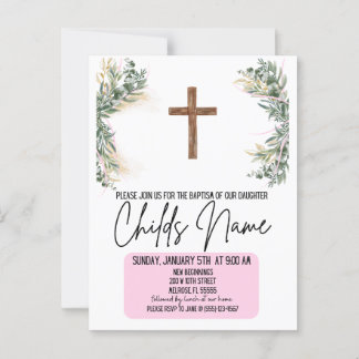 Floral Boho Baptism Invitations ポストカード