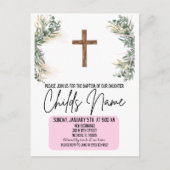 Floral Boho Baptism Invitations ポストカード (正面)