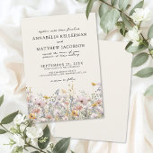 Floral Boho Beige Wildflower Wedding 招待状