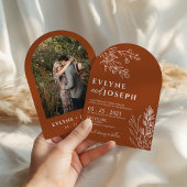 Floral Boho Burnt Orange Terracotta Arched Wedding 招待状