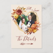 Floral Boho Fall in Love Photo Wedding Details エンクロージャーカード (正面)