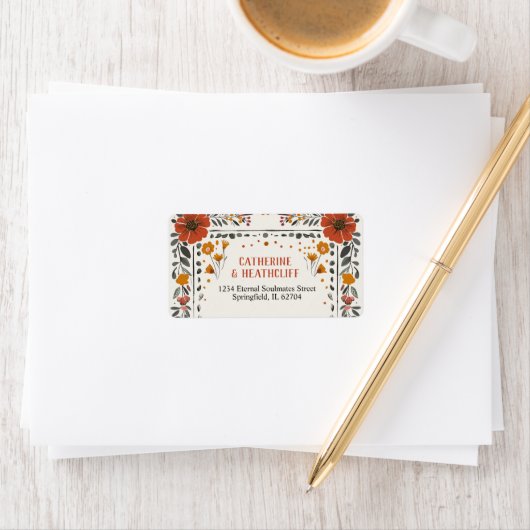 Floral Boho  Letterpress Table Number Wedding ラベル (インサイチュ)